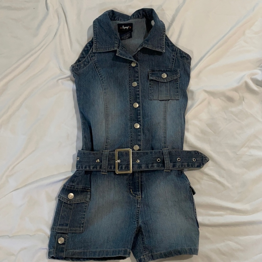 Squeeze size 8 Denim one piece romper